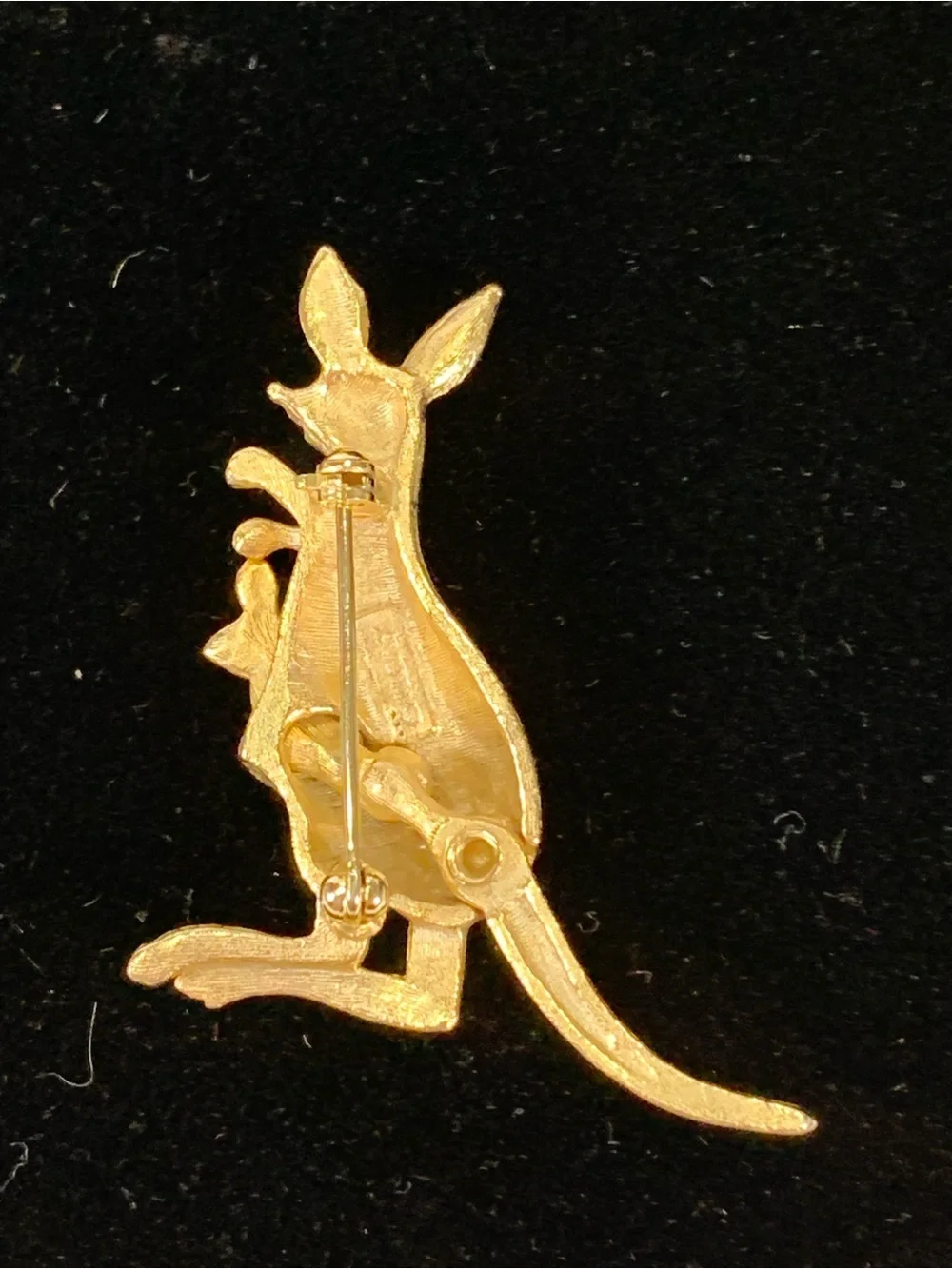 Vintage Avon Mechanical Kangaroo Brooch Pop Up Joey Articulated
